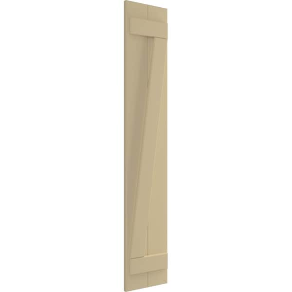 True Fit PVC, Two Board Joined Board-n-Batten Shutters W/Z-Bar, Natural Twine , 10 3/4W X 36H